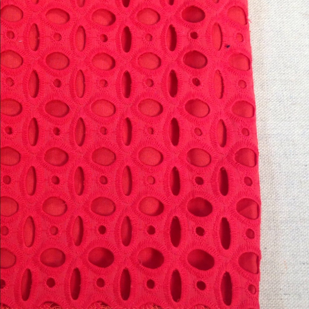 KENAR Modern Eyelet Skirt Red Hot 8 NWT HOST PICK - Picture 2 of 5